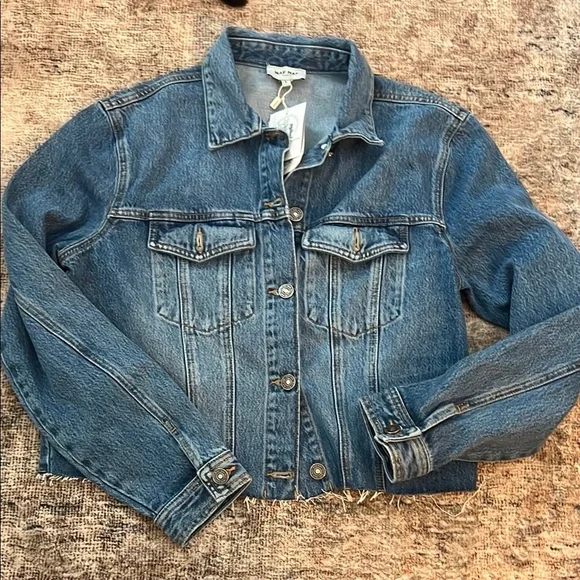 NAF NAF Women's Blue Denim Jacket Size Large BNWT - Picture 1 of 2